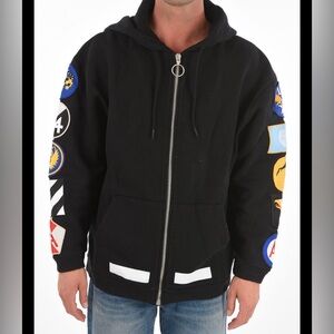 OFF-WHITE DIAGONAL Patches Full Zip Hoodie Super Oversized XXS Unisex